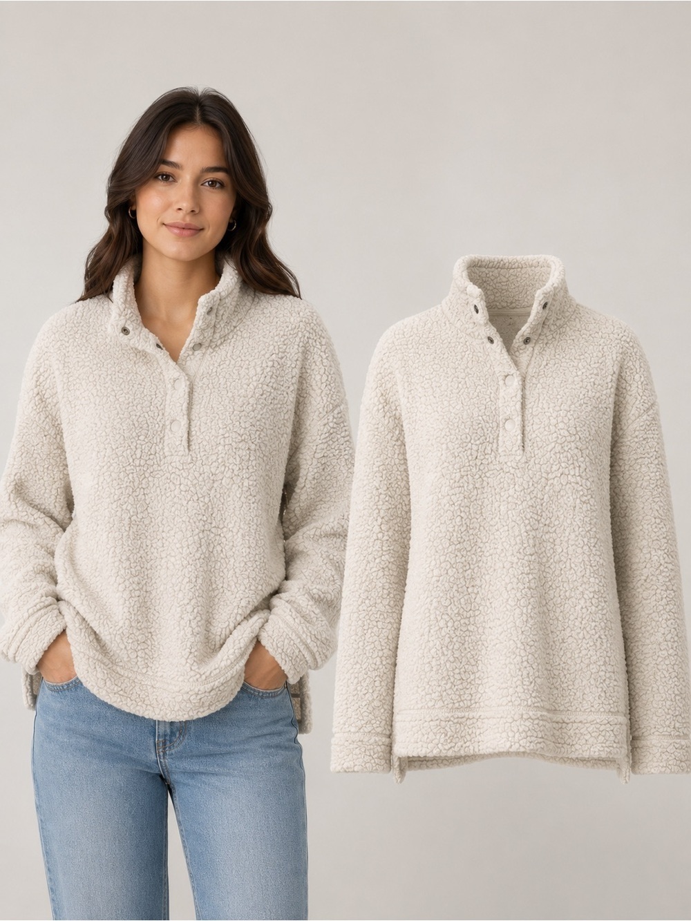 AERIE Teddy 1/4 Button Up Jacket